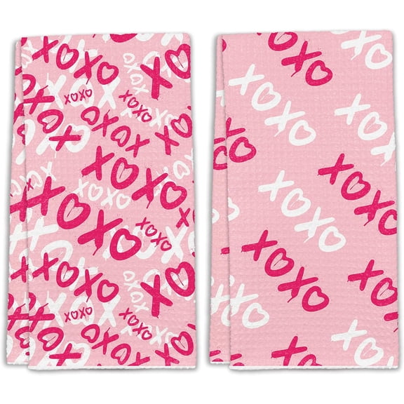 18" x 26" Valentines Hand Towels - Set of 2 Pink Home Bath Dish Towels - Bathroom Kitchen Home Decoration Towel - Valentine''s Day, Wedding, Anniversary, Housewarming Gifts - A05