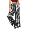 thumbnail image 2 of Palazzo Pants For Women High Waist Plaid Print Wide Leg Pants Casual Stretch Waistband Pants With Pockets Loose Fit For A Preppy Look Womens Pants, 2 of 6