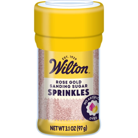 Wilton Rose Gold Sanding Sugar Edible Sprinkles 3.1 oz. Bottle
