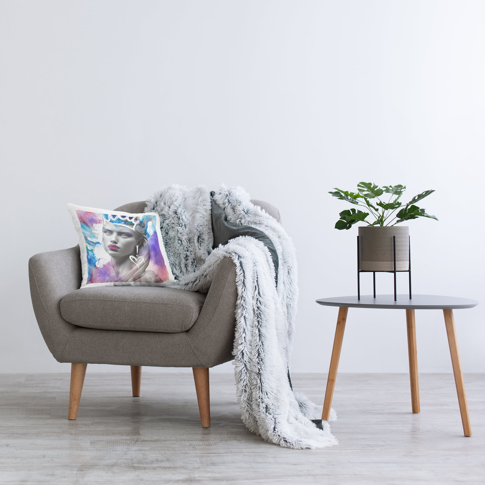 Stupell Industries Modern Crowned Woman Decorative Printed Throw Pillow Design by CAD Designs.