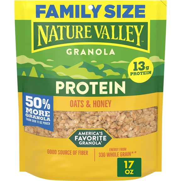 Nature Valley Protein Oats and Honey Granola, Family Size Pouch, 17 oz