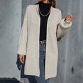 thumbnail image 1 of Pntutb, cárdigan de punto de Color sólido con cuello en V para mujer de otoño e invierno, suéter largo medio, cárdigan, abrigo Pntutb Pntutb-3841, 1 of 7