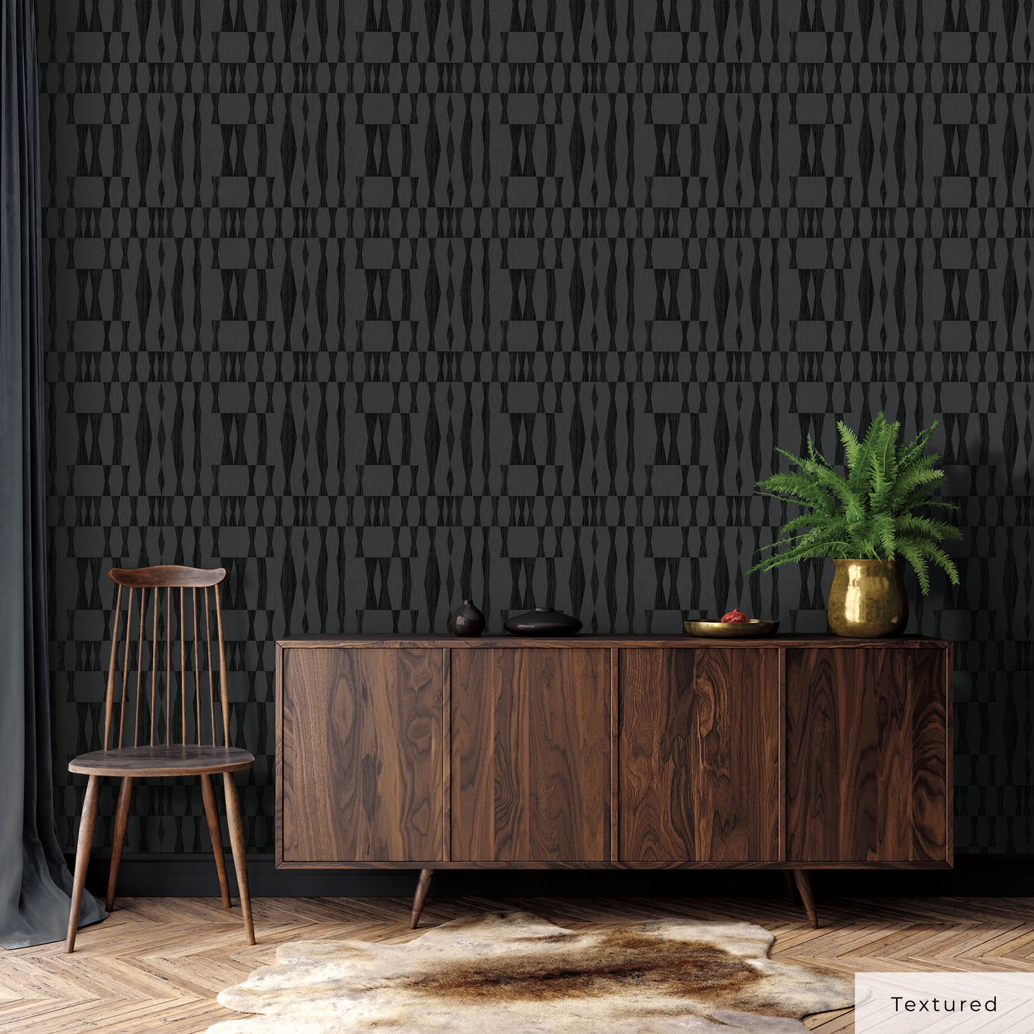 Tempaper Textured Faux Grasscloth Geo Grey Peel and Stick Wallpaper, 20.5" x 16.5'