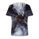 thumbnail image 2 of Fiudx Ofertas Del Día Blusas para Mujer, Camisetas Informales Sexys de Moda con Cuello En V Occidental, Ropa de Moda de Primavera, Pliegues Estampados de Verano, 2 of 3