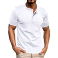 thumbnail image 1 of SOMOWI Men's T-Shirts Spring Short Sleeve Solid Color Letter Stripe Stitching White Fall Tops Trendy S, 1 of 9