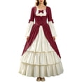 thumbnail image 2 of Ynynloco Women's Renaissance Medieval Costume Victorian Dress Long Sleeve Boho Midi Dress Vintage Square Neck Tiered Ruffle Flowy Pockets Dress, 2 of 7