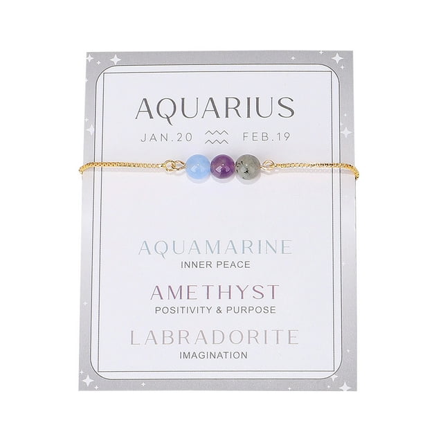 12 pulseras del zodiaco para las mujeres hombres pulseras de piedra natural de piedras preciosas del zodiaco cristales de cuentas pulseras regalos