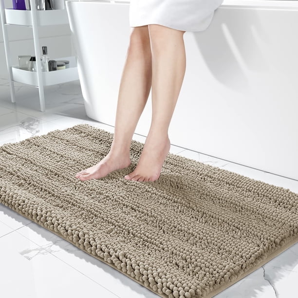 Alfombra de baño Yimobra Ultra Plush Chenille, 44 x 24 cm, color camel