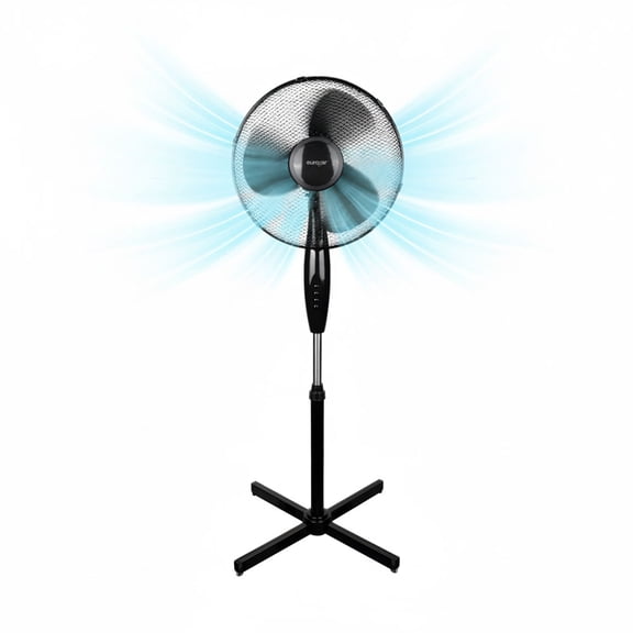 Ventilador de Pedestal Eurogar 16' 3 Velocidades Oscilación Color Negro