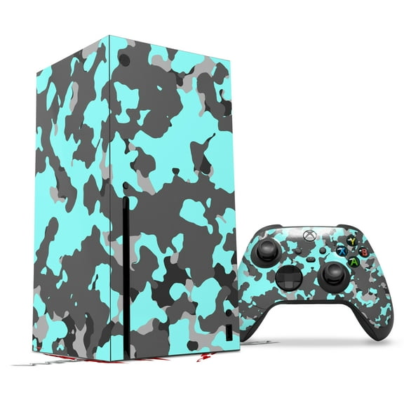 WraptorSkinz Skin Wrap compatible with the 2020 XBOX Series X Console and Controller WraptorCamo Old School Camouflage Camo Neon Teal (XBOX NOT INCLUDED)