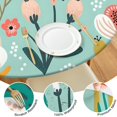 thumbnail image 4 of 44Inch Elastic Round Tablecover with Vintage Boho Floral, Fitted Stretch Cloth for 38"-42" Tables, Wrinkle Resistant, 4 of 7