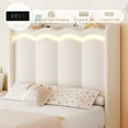 thumbnail image 3 of Hiphuta Twin Size Bed with Power Outlet & LED, Upholstered Princess Beds with Drawer, Twin Beds with Headboard Storage, Beige, 3 of 8