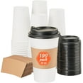 thumbnail image 1 of Paquete de 100 tazas de café desechables de 16 oz con tapas y, 1 of 6