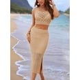 thumbnail image 4 of Women'S 2 Piece Outfits Top with Slit Bodycon Long Skirt Clothing Set Khaki XL, 4 of 7