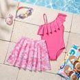thumbnail image 6 of Girls Swimsuit One Piece Swimwear with Detachable Skirt Elegant Ruffled Swimwear Removable Pads with Adjustable Straps Kids Bathing Suit Size 4Y, 6 of 9