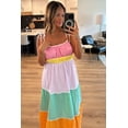 thumbnail image 4 of Women's Multicolor Colorblock High Waist Flowing Maxi Dress with Pockets - [ZhiHiMeRi] | (US 12-14)L, 4 of 6