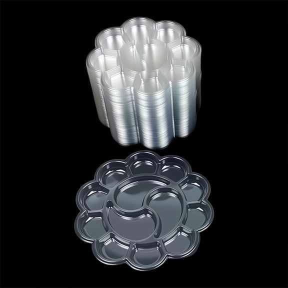 20Pcs Clear Flower Art Painting Palette Transparent Plastic Paint Pallet Floral Drawing Tray Artist Tool Supplies for Watercolor Oil Gouache Craft 155mm Diameter