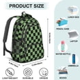 thumbnail image 5 of Green and Black Checkered Pattern Backpack for School, Cute School Bag with Adjustable Shoulder Straps and Padded Back, 16.9"x12.6"x5.9", 5 of 5