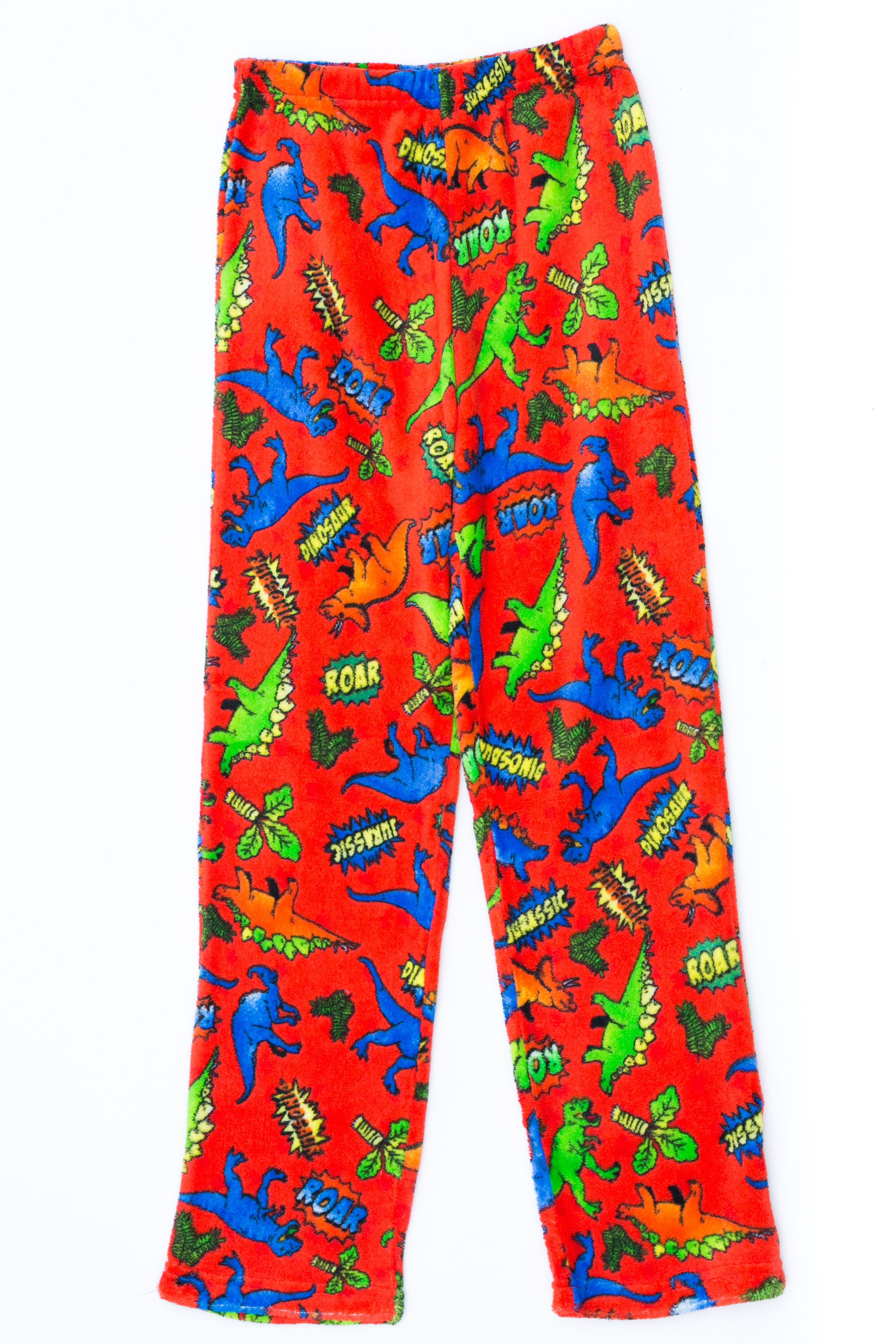 $32 Boys Climatesmart Green Dinosaur Fleece Winter Lounge Pants Pajamas-sz 16/18 
