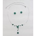 thumbnail image 2 of Faship Stunning Green Rhinestone Crystal Floral Necklace Earrings Set, 2 of 5