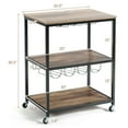 thumbnail image 2 of Gymax 3-Tier Rolling Kitchen Cart Utility Serving Bar Cart w/Glass Holder & Wine Rack, 2 of 10