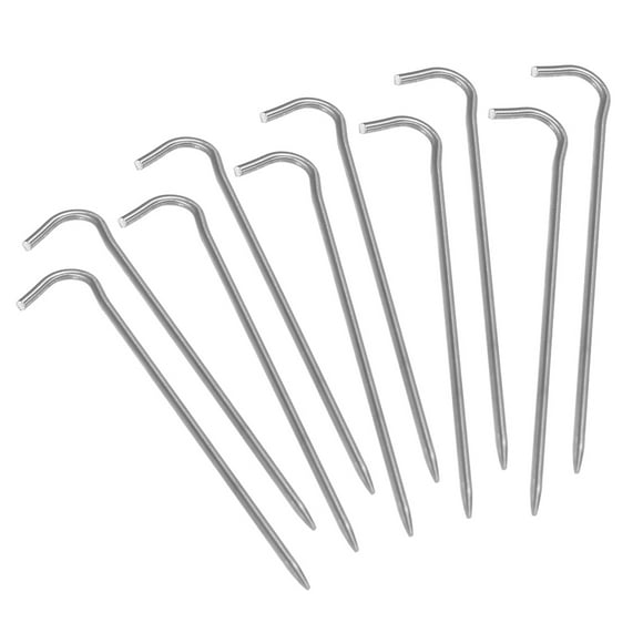 Tent Pegs 10 Pack, 6.6in, 8g Each, Pitching Tent Nails with Hook Ideal for Anchoring Tents, Shelters, Canopies