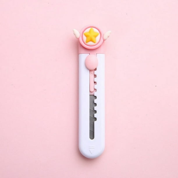 Lindo mini cuchillo de arte de desempaquetado de dibujos animados, cuchillo de mano portátil con división, cuchillo de corte de papel para oficina de estudiantes, cuchillo hecho a mano