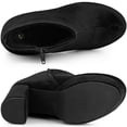thumbnail image 5 of DARING DIVA Platform Block Heels Faux Velvet Ankle Boots Black 7, 5 of 7