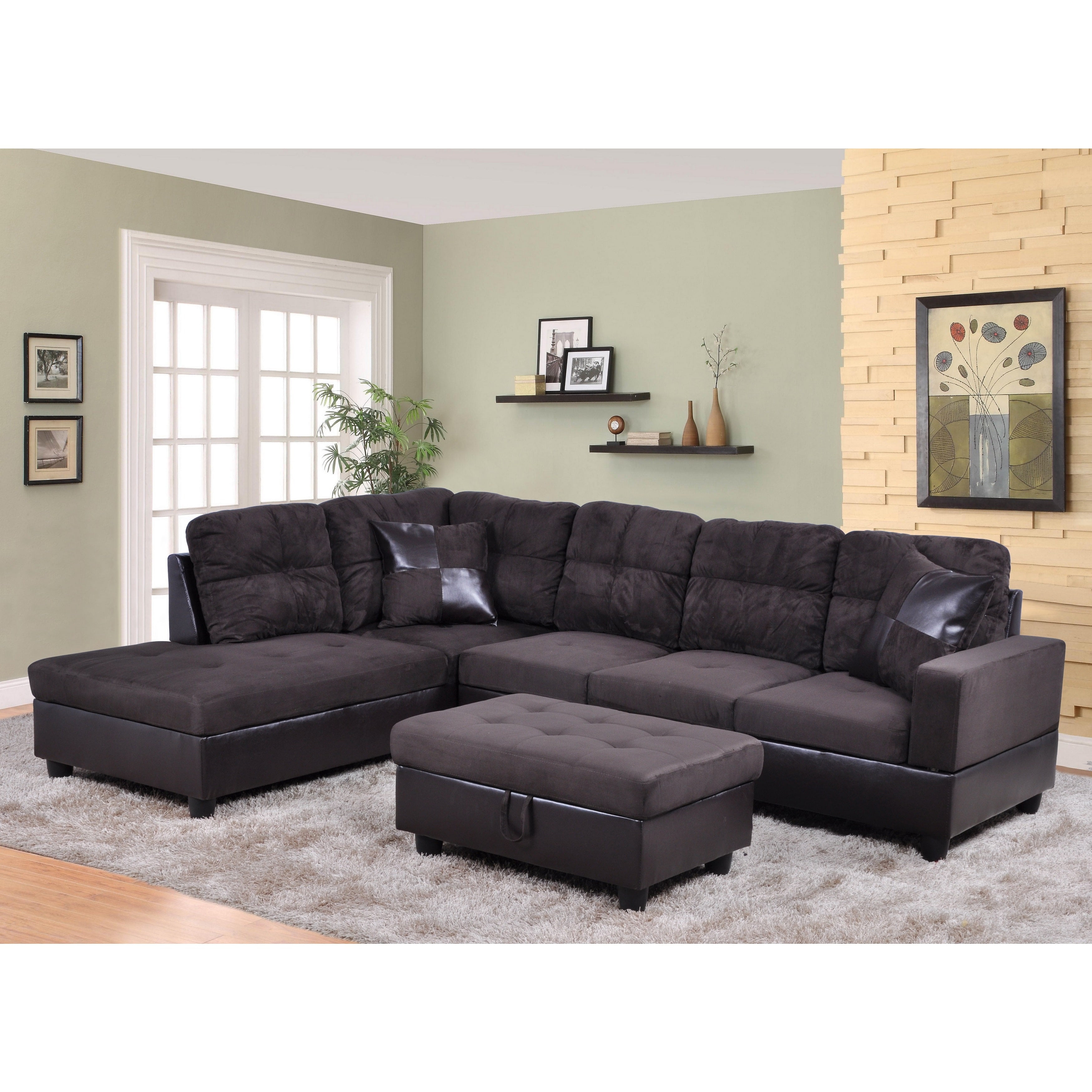 Lifestyle Furniture Lf105a Avellino Left Hand Facing Sectional Sofa 44 Dark Chocolate 35 X 103 5 X 74 5 In Walmart Com Walmart Com