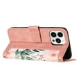 thumbnail image 3 of Compatible with iPhone 12 Pro Max Wallet Case for Women, Shoulder Strap + Wristband Premium PU Leather Floral Flip Cover with Card Holder Kickstand Feature Protective Purse Case, Pink, 3 of 9