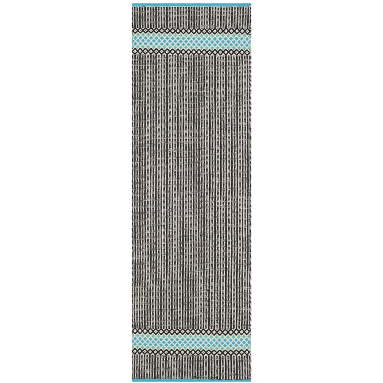 SAFAVIEH Montauk Varina Geometric Striped Cotton Area Rug, Turquoise/Multi, 8' x 10'