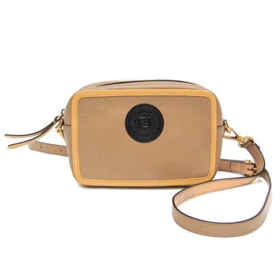 Pre-Owned Fendi Pochette Cam 8BS019 Women's Leather Shoulder Bag Beige,Yellow (Good)