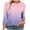 Pink, variant on Jalioing Women's Blouses Crew Neck Pleated Front Casual Tunic Tops 3/4 Sleeve Gradient Fashion Summer Shirts