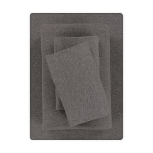 Mainstays Cotton-Rich Jersey Sheet Set, Queen, Charcoal, 4-Piece