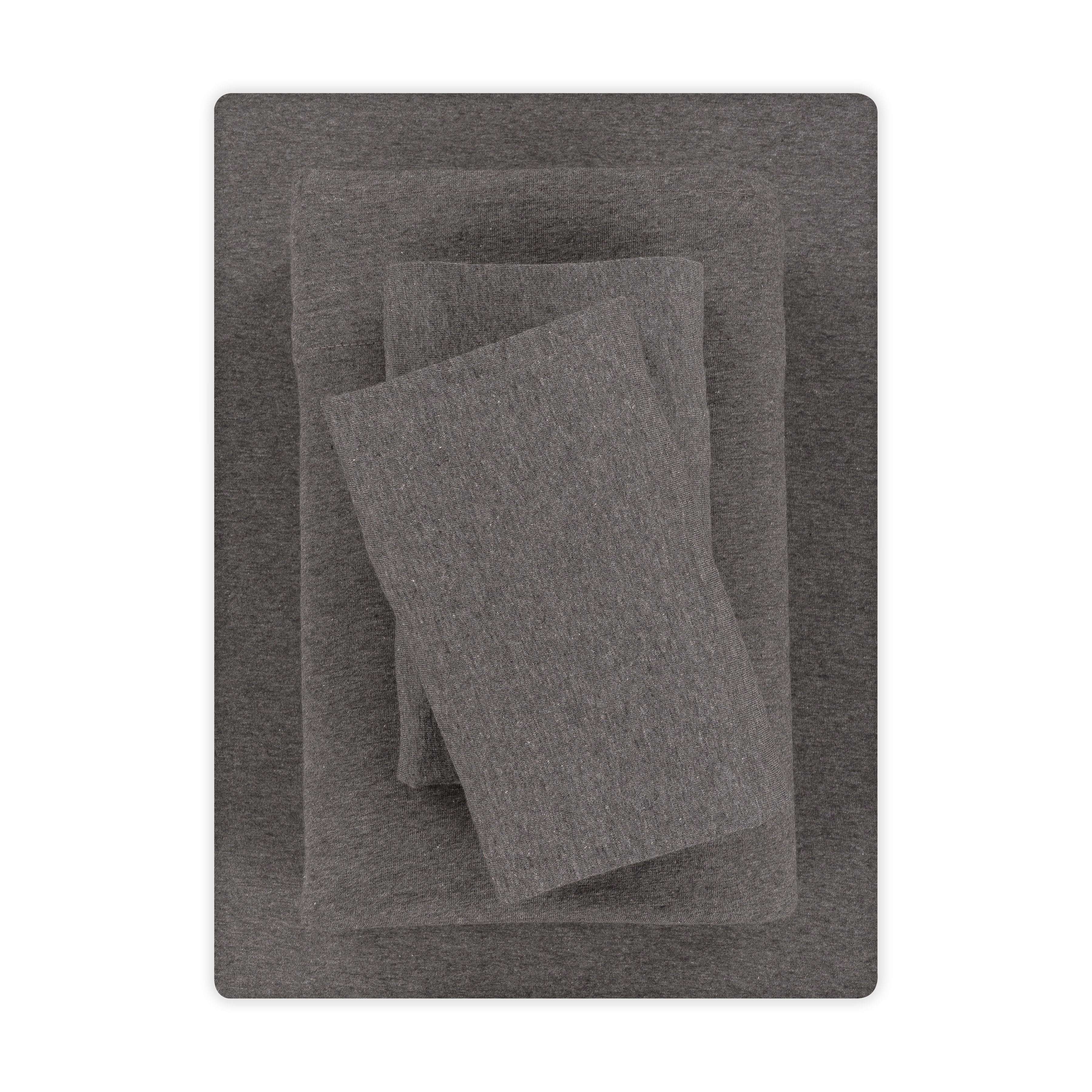 Mainstays Cotton-Rich Jersey Sheet Set, Queen, Charcoal, 4-Piece