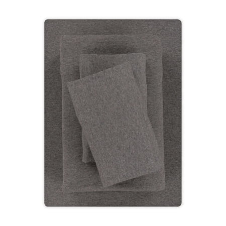 mainstays cotton rich extra soft jersey bed sheet set, queen, charcoal, 4 pieces