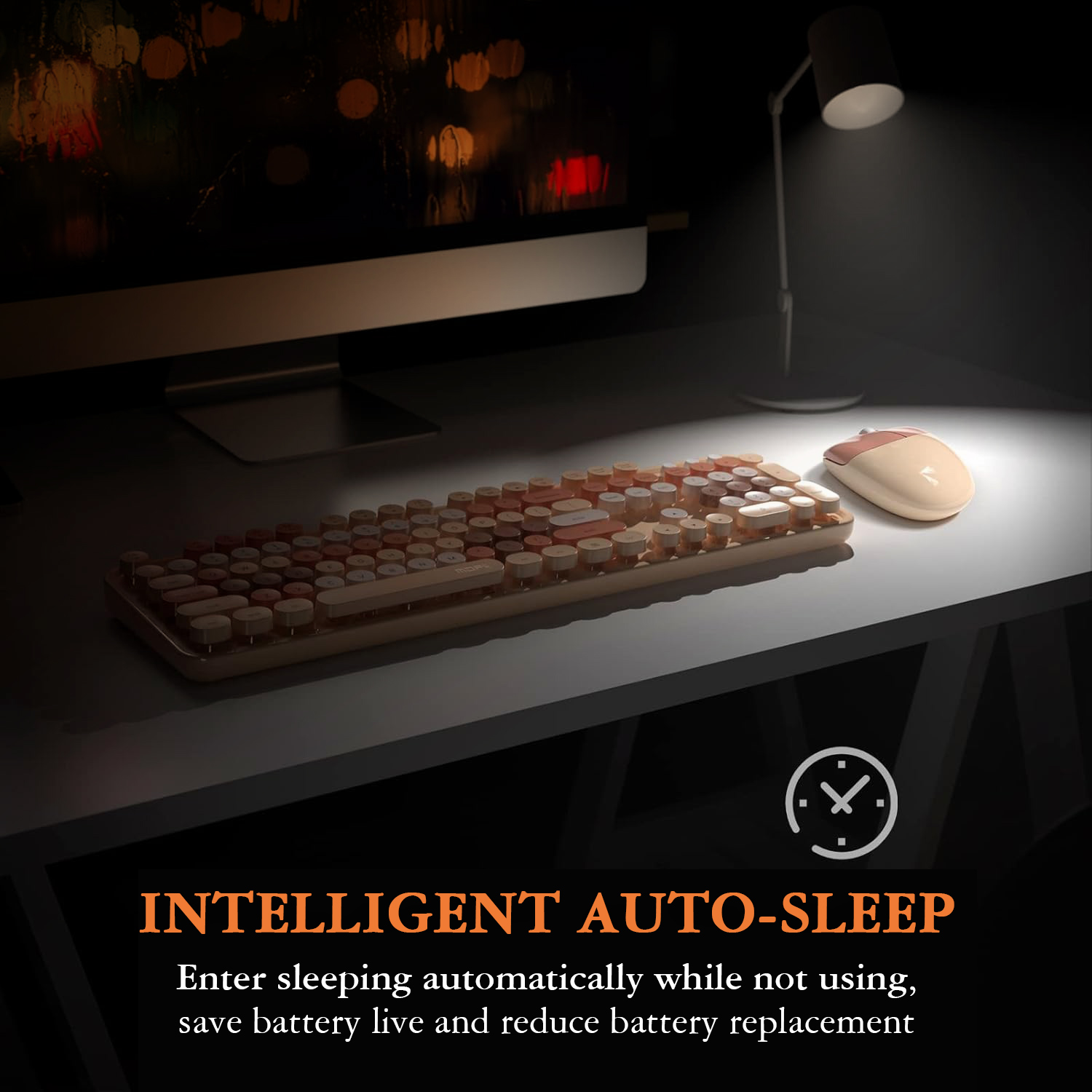 MOFII Wireless Keyboard and Mouse Combo, Milk Tea photo 4