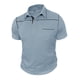 thumbnail image 4 of Blusa y camisa de manga corta con cuello vuelto para hombre, blusa de manga corta de color liso con botones y bolsillo y cuello vuelto, blusa de poliéster para hombre, 4 of 7