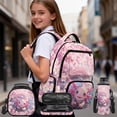 thumbnail image 2 of HUIACONG Water Sakura Axolotl Girls School Backpack 4 Piece Set, 17" Cute Bookbag with Lunch Box for Age 7-13, 2 of 7