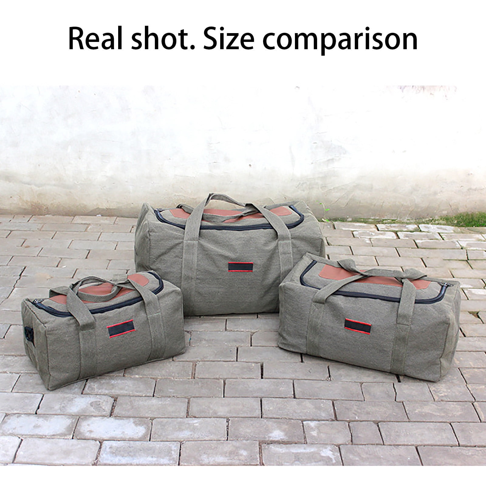 openpig Heavy-Duty Canvas Shoulder Duffle Bag - Rugged Travel Gym Gear Equipment Bag - Canvas Duffle Bag for Travel, Duffel Overnight Weekend Bag(A)
