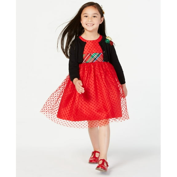 Blueberi Boulevard Toddler Girls 2 Pc. Dress Cardigan Set Red 4T