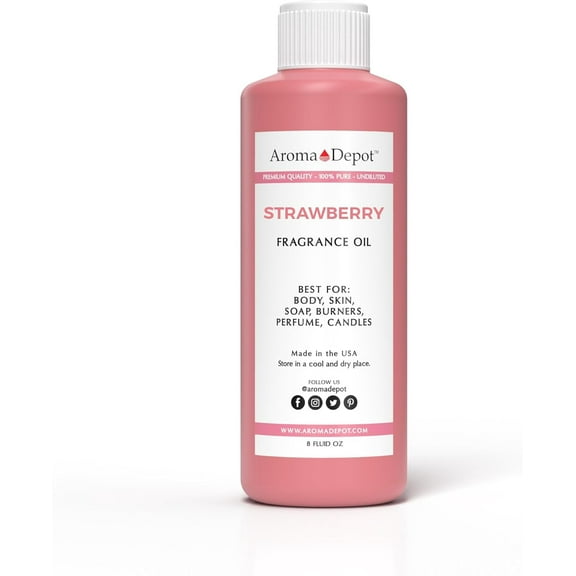 Aroma Depot Strawberry Fragrance Oil, 8 fl oz, Sweet Fruit Scent, for Candles, Soap Making & Diffusers