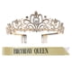 thumbnail image 1 of KAKOWELY Corona decorativa de cumpleaños con banda, kit de tiara de diamantes de imitación para fiesta, suministros para fiestas, 1 of 5