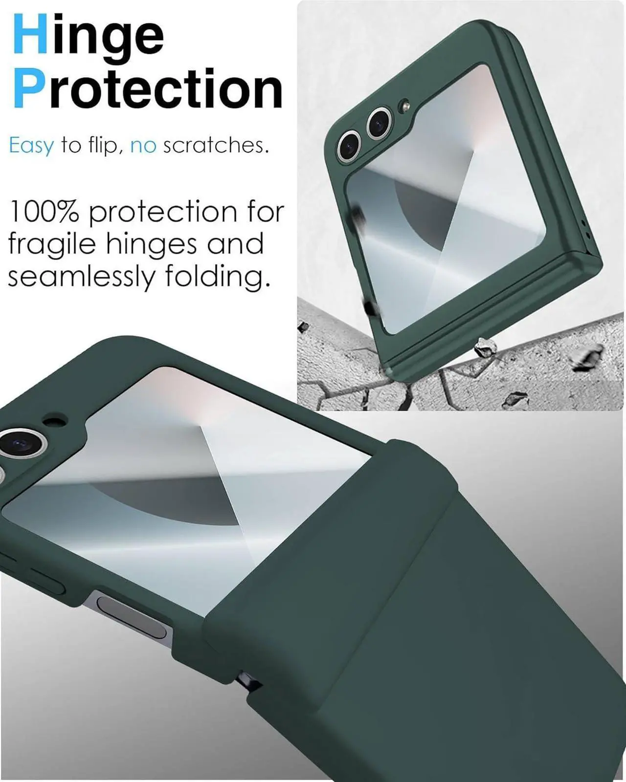 Case for Samsung Galaxy Z Flip 6 Case / Z Flip 7 FE, Hinge Protection, Built-in Screen Protector, Wireless Charging, Slim Rugged Phone Protective Case for Galaxy Z Flip 6