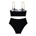 thumbnail image 4 of Bigersell String Bikini Sets For Women Women Bikini Two-Piece Set With Chest Pads Without Steel Color Print Strap Tall Sexy Bikini Sets Female, Style 5322, Black M, 4 of 9