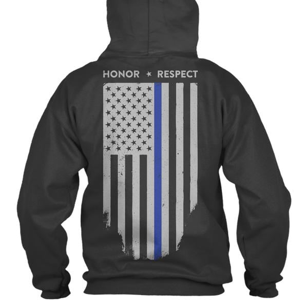 FASHION#CC Mens Pullover Hoodie Fleece with Pockets Thin Blue Red Line USA Flag