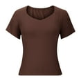 thumbnail image 6 of Summer Womens Tops 2026 Fashion Plus Size Solid Color Slim Short Sleeve V Neck Top/shirt, 6 of 6