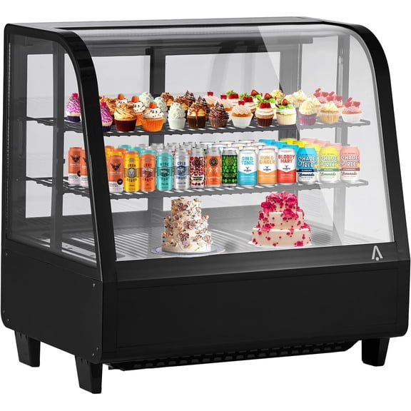 IdealHouse Présentoir à Deux Portes en Verre pour Gâteaux Réfrigérateur à une Porte Marchandiseur avec Éclairage Intérieur à DEL Refroidisseur Commercial de Boissons et d'Aliments Refroidissement par Air Sans Givre pour Boulangerie Café Pâtisserie