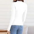 thumbnail image 5 of aidice Going out Tops for Women Lapel Collared V Neck Slim Fitted Stretch Long Sleeve Shirt Basic Comfy Undershirt Pullover, 5 of 7