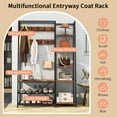 thumbnail image 4 of Topbuy Hall Tree with Storage Bench 5-in-1 Freestanding Coat Rack w/ 9 Hooks 5 Side Shelves 2 Mesh Shoe shelves, 4 of 10